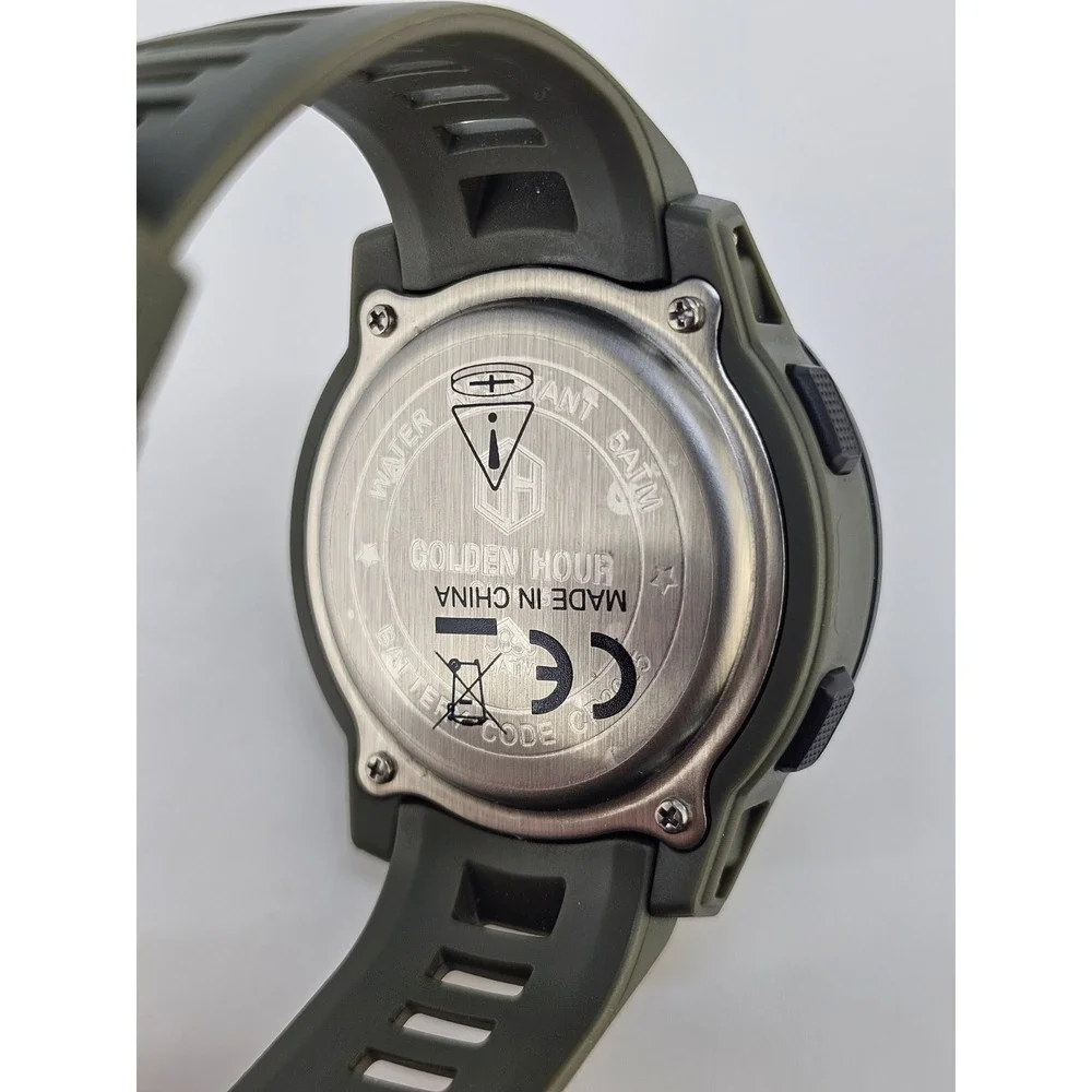 Digital Sports Men's Watch 45MM‎ Dark Green Plastic Bands Light Working